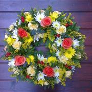 Loose Wreath - Orange, Yellow &amp; White
