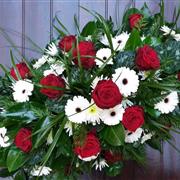 Coffin Spray - Red Rose &amp; White Gerbera