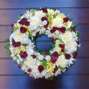 Textured Wreath -  Red &amp; Cream 